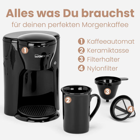 Clatronic 1-Tassen Filterkaffeemaschine mit Keramiktasse (KA 3356)
