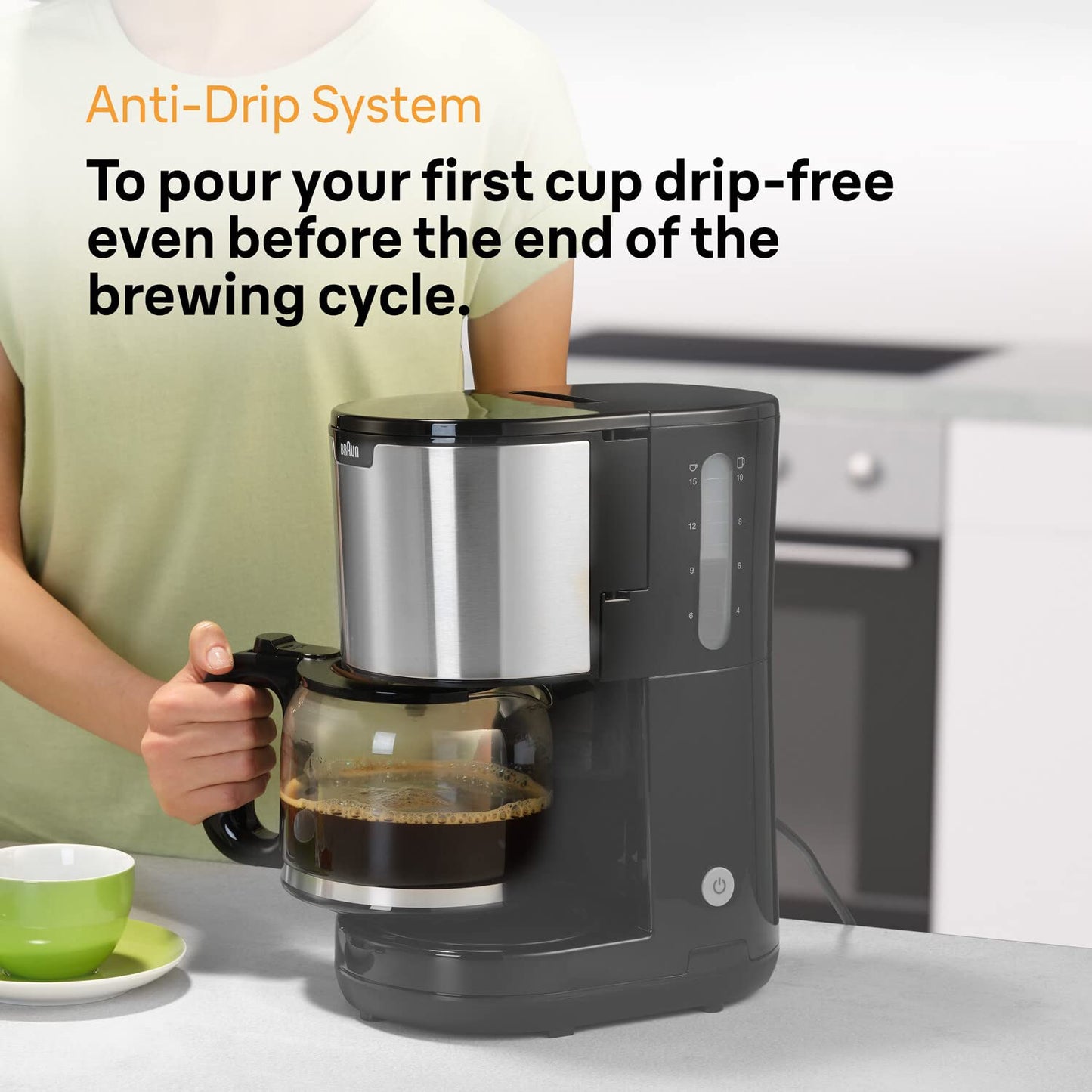 Filterkaffeemaschine mit Glaskanne für bis zu 10 Tassen, 1000 W