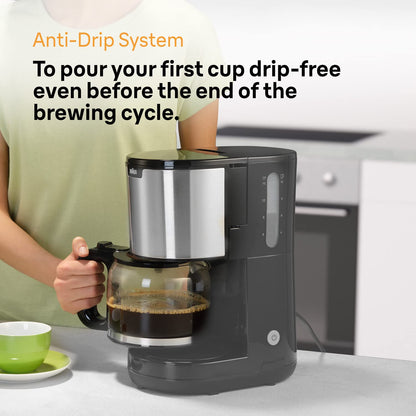 Filterkaffeemaschine mit Glaskanne für bis zu 10 Tassen, 1000 W