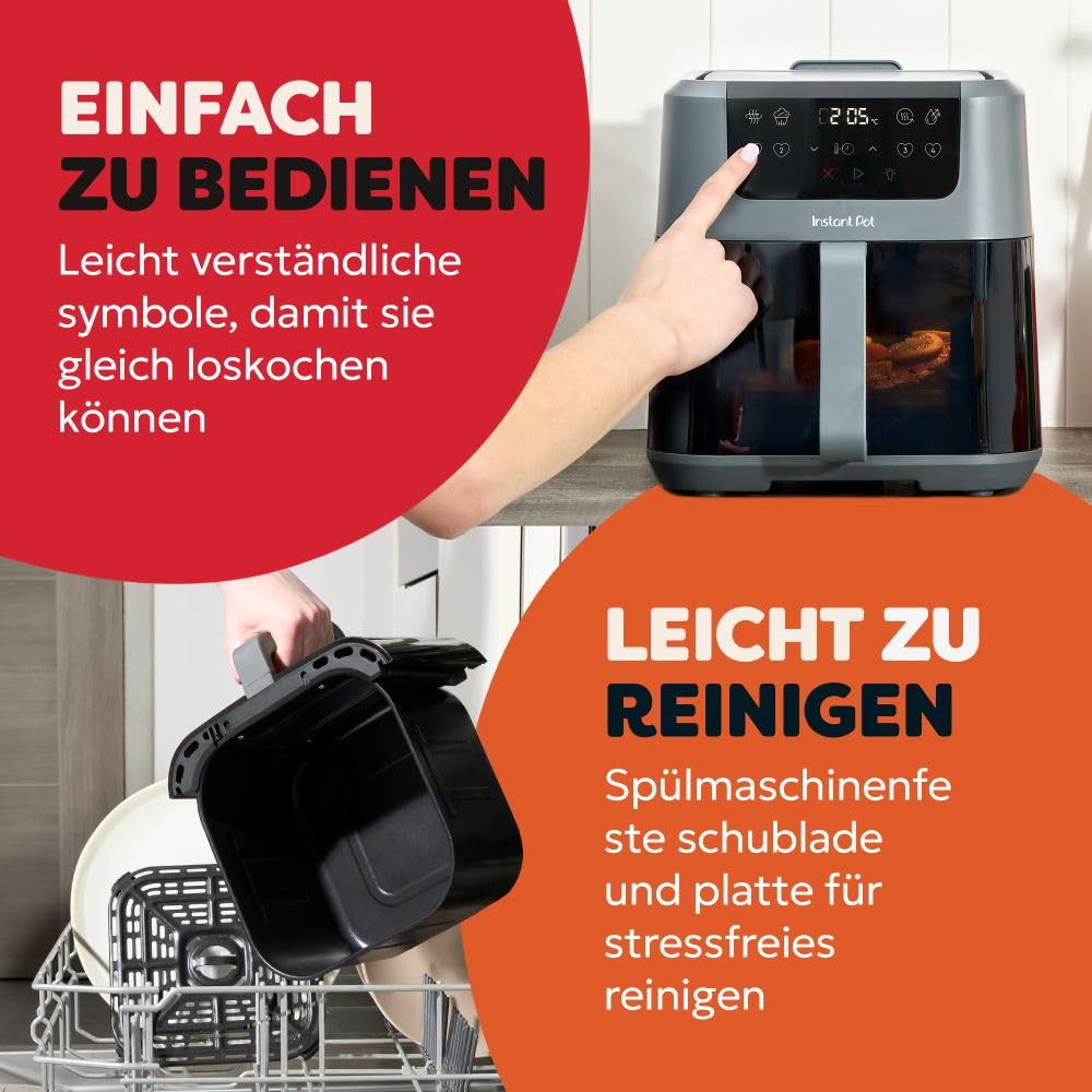 Heißluftfritteuse 5L – 4-in-1 Frittieren, Backen, Aufwärmen & Trocknen, Grau