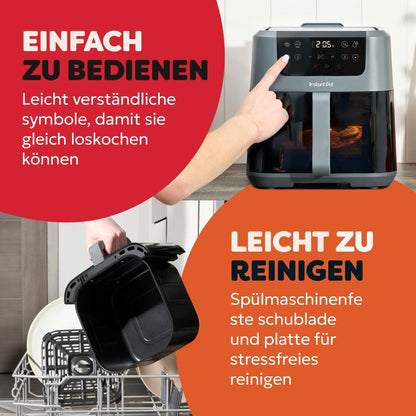 Heißluftfritteuse 5L – 4-in-1 Frittieren, Backen, Aufwärmen & Trocknen, Grau