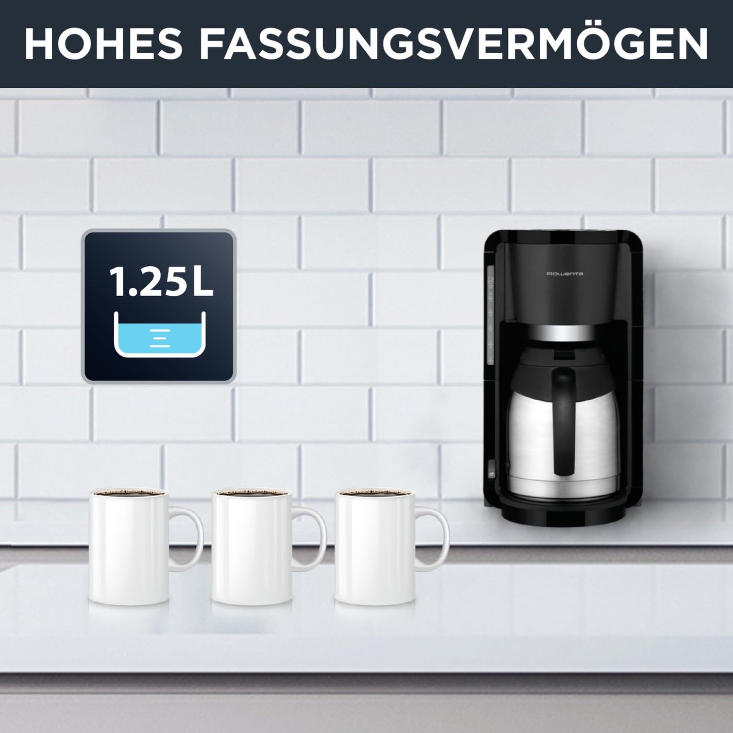 Filterkaffeemaschine mit Edelstahl-Thermokanne 1,25 L, 10–15 Tassen