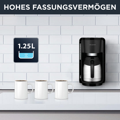 Filterkaffeemaschine mit Edelstahl-Thermokanne 1,25 L, 10–15 Tassen