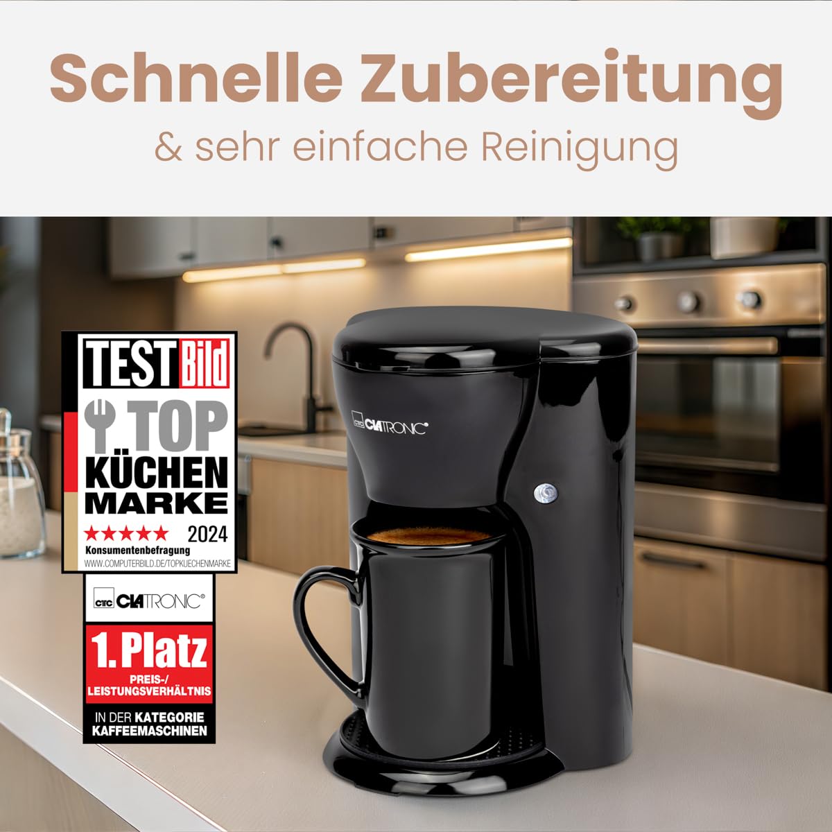 Clatronic 1-Tassen Filterkaffeemaschine mit Keramiktasse (KA 3356)