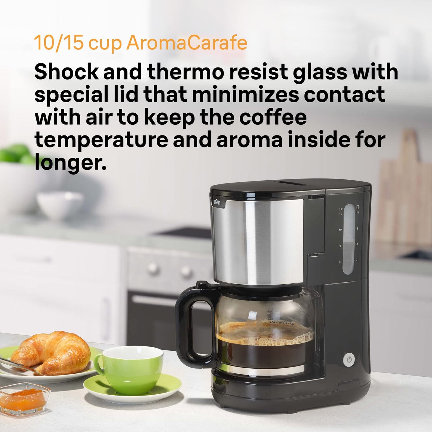 Filterkaffeemaschine mit Glaskanne für bis zu 10 Tassen, 1000 W