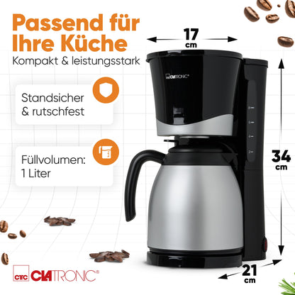 Filterkaffeemaschine mit Thermokanne 1 L, 8–10 Tassen