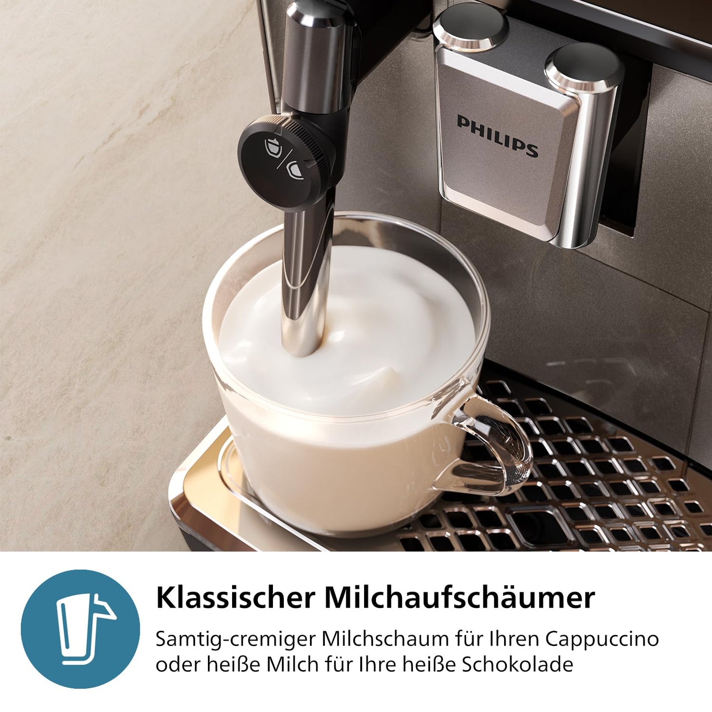 Kaffeevollautomat mit Touch-Display und Milchaufschäumer