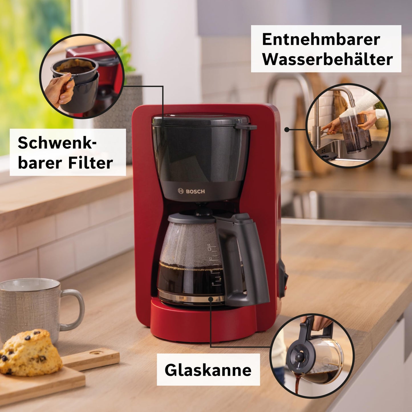 Filterkaffeemaschine mit Thermokanne für bis zu 8 Tassen