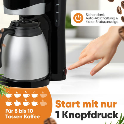 Filterkaffeemaschine mit Thermokanne 1 L, 8–10 Tassen