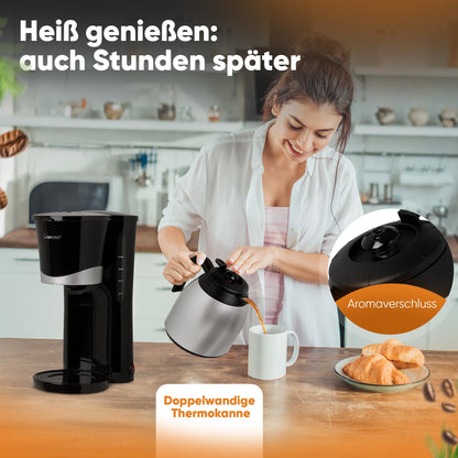 Filterkaffeemaschine mit Thermokanne 1 L, 8–10 Tassen