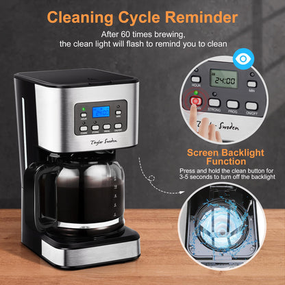 Filterkaffeemaschine mit Glaskanne für 10 Tassen, 1000 W