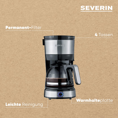 SEVERIN Kompakt Filterkaffeemaschine für 4 Tassen KA 4808